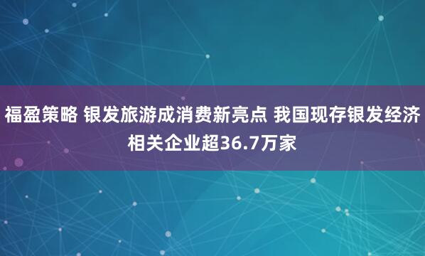 福盈策略 银发旅游成消费新亮点 我国现存银发经济相关企业超36.7万家