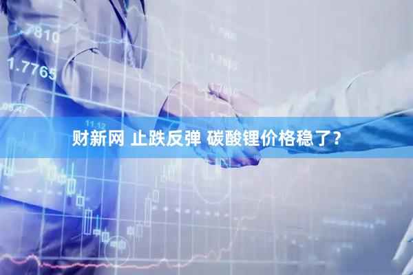 财新网 止跌反弹 碳酸锂价格稳了？